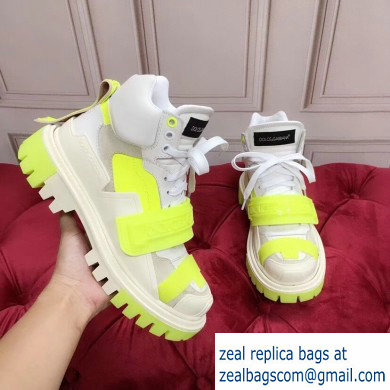 Dolce  &  Gabbana High-top Sneakers Creamy/Fluo Yellow With Logo 2019